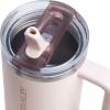imageSTANLEY Quencher ProTour Flip Straw Tumbler with Leakproof Lid  BuiltIn Straw ampamp Handle  Cupholder Compatible for Travel  Insulated Stainless Steel Cup  BPAFreeRose Quartz