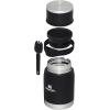imageStanley Adventure ToGo Food Jar and Spork 24 oz  Vacuum Insulated Thermos Food Container  Wide Mouth Screw On Lid  Packable for Travel  Stainless Steel with Leakproof Lid  BPAFree  Chili RedBlack Glow