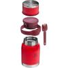 imageStanley Adventure ToGo Food Jar and Spork 24 oz  Vacuum Insulated Thermos Food Container  Wide Mouth Screw On Lid  Packable for Travel  Stainless Steel with Leakproof Lid  BPAFree  Chili RedChili Red