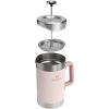 imageStanley Classic StayHot French Press Coffee Maker 48 oz  5 Minute Brew 4 Hours Hot  Mesh Filter for Coffee Grounds  Insulated Stainless Steel French Press  BPAFree  Rose Quartz
