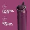 imageStanley IceFlow Flip Straw 20 Water Bottle 24 oz  BuiltIn Straw for Travel and Sports  Lightweight and Leak Resistant  Insulated Stainless Steel  BPAFree  Strawberry CreamBlack