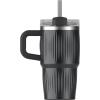 imageStanley Quencher H20 Tumbler with Handle and Straw 40 oz  Flowstate 3Position Lid  Cup Holder Compatible for Travel  Insulated Stainless Steel Cup  BPAFree  Rose Petal ShimmerFluted Black