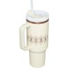 imageStanley Quencher H20 Tumbler with Handle and Straw 40 oz  Flowstate 3Position Lid  Cup Holder Compatible for Travel  Insulated Stainless Steel Cup  BPAFree  Rose Petal ShimmerCream Gloss Deco