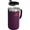 imageStanley StayHot Camp Mug 24 oz  Press Fit Drink Through Lid  Cup for Coffee Tea and Drinks  Insulated Stainless Steel Coffee Mug  BPAFree  Hammertone SilverPlum