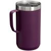imageStanley StayHot Camp Mug 24 oz  Press Fit Drink Through Lid  Cup for Coffee Tea and Drinks  Insulated Stainless Steel Coffee Mug  BPAFree  Hammertone SilverPlum