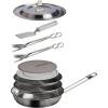 imageStanley Wildfare Pro 15Piece Stainless Steel Fry Pan Cook Set  875 in Fry Pan with Fold ampamp Lock Handle  Plates and Utensils  Camping Essentials for Your Camp Kitchen  BPAFreePale Pebble  Stone