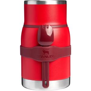 imageStanley Adventure ToGo Food Jar and Spork 24 oz  Vacuum Insulated Thermos Food Container  Wide Mouth Screw On Lid  Packable for Travel  Stainless Steel with Leakproof Lid  BPAFree  Chili RedChili Red