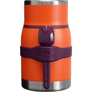 imageStanley Adventure ToGo Food Jar and Spork 24 oz  Vacuum Insulated Thermos Food Container  Wide Mouth Screw On Lid  Packable for Travel  Stainless Steel with Leakproof Lid  BPAFree  Chili RedTigerlily Plum