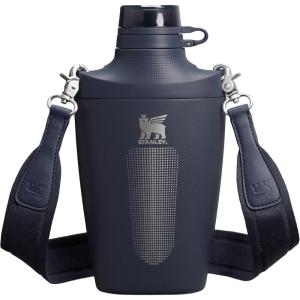 imageStanley Cross Bottle 23 oz  Travel Water Bottle with Jacquard Strap  Leakproof Tritan Lid with Removable Straw  Insulated Stainless Steel  BPAFree  Dried PineTwilight
