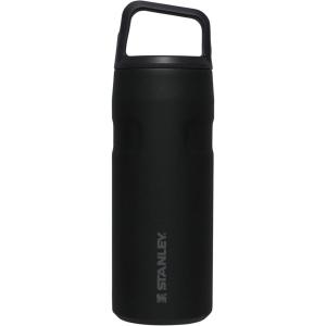 imageStanley IceFlow Cap and Carry Water Bottle  Wide Mouth Twist Lid  Lightweight ampamp Leakproof for Travel ampamp Sports  Insulated Stainless Steel  BPAFreeBlack