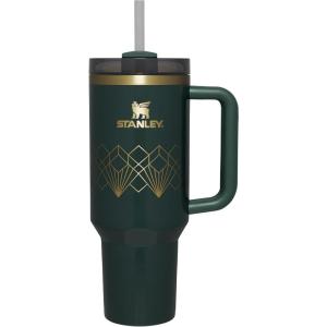 imageStanley Quencher H20 Tumbler with Handle and Straw 40 oz  Flowstate 3Position Lid  Cup Holder Compatible for Travel  Insulated Stainless Steel Cup  BPAFree  Rose Petal ShimmerForrest Gloss Deco
