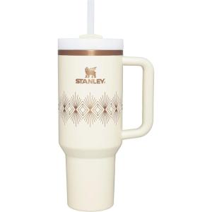 imageStanley Quencher H20 Tumbler with Handle and Straw 40 oz  Flowstate 3Position Lid  Cup Holder Compatible for Travel  Insulated Stainless Steel Cup  BPAFree  Rose Petal ShimmerCream Gloss Deco