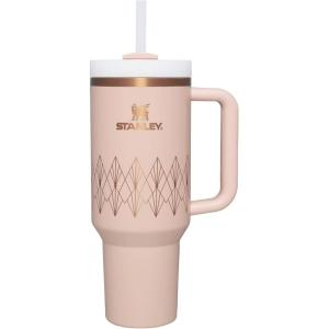 imageStanley Quencher H20 Tumbler with Handle and Straw 40 oz  Flowstate 3Position Lid  Cup Holder Compatible for Travel  Insulated Stainless Steel Cup  BPAFree  Rose Petal ShimmerBlush Gloss Deco