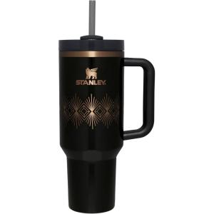 imageStanley Quencher H20 Tumbler with Handle and Straw 40 oz  Flowstate 3Position Lid  Cup Holder Compatible for Travel  Insulated Stainless Steel Cup  BPAFree  Rose Petal ShimmerBlack Gloss Deco