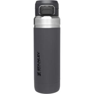 imageStanley Quick Flip GO Water Bottle 24 oz  Push Button Lid  Leakproof and Packable for Travel and Sports  Insulated Stainless Steel  BPAFree  PomeloCharcoal