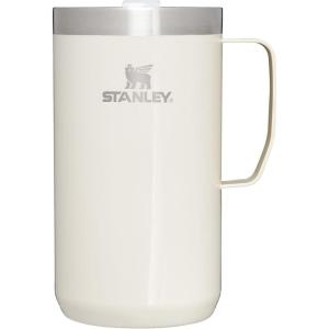 imageStanley StayHot Camp Mug 24 oz  Press Fit Drink Through Lid  Cup for Coffee Tea and Drinks  Insulated Stainless Steel Coffee Mug  BPAFree  Hammertone SilverCream Gloss