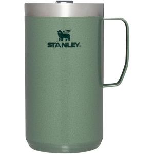 imageStanley StayHot Camp Mug 24 oz  Press Fit Drink Through Lid  Cup for Coffee Tea and Drinks  Insulated Stainless Steel Coffee Mug  BPAFree  Hammertone SilverHammertone Green