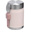 imageStanley Classic Food Jar and Spork 14 oz  Vacuum Insulated Thermos Food Container  Wide Mouth Screw On Lid  Packable for Travel  Stainless Steel with Leakproof Lid  BPAFree  Hammertone SilverRose Quartz