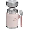 imageStanley Classic Food Jar and Spork 14 oz  Vacuum Insulated Thermos Food Container  Wide Mouth Screw On Lid  Packable for Travel  Stainless Steel with Leakproof Lid  BPAFree  Hammertone SilverRose Quartz