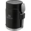 imageStanley Classic Food Jar and Spork 14 oz  Vacuum Insulated Thermos Food Container  Wide Mouth Screw On Lid  Packable for Travel  Stainless Steel with Leakproof Lid  BPAFree  Hammertone SilverMatte Black