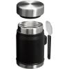 imageStanley Classic Food Jar and Spork 14 oz  Vacuum Insulated Thermos Food Container  Wide Mouth Screw On Lid  Packable for Travel  Stainless Steel with Leakproof Lid  BPAFree  Hammertone SilverBlack 20
