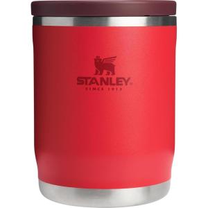 imageStanley Adventure ToGo Food Jar 18 oz  Vacuum Insulated Thermos Food Container  Wide Mouth Screw On Lid  Packable for Travel  Stainless Steel with Leakproof Lid  BPAFree  Black GlowChili Red