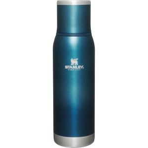 imageStanley AdventureToGo Vacuum Bottle 14 qt  Wide Mouth with Leakproof Cup Lid  Keep Drinks Hot or Cold  Packable for Travel  Insulated Stainless Steel Thermal Bottle  BPAFree  ToastBlue Glow