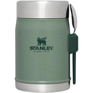 imageStanley Classic Food Jar and Spork 14 oz  Vacuum Insulated Thermos Food Container  Wide Mouth Screw On Lid  Packable for Travel  Stainless Steel with Leakproof Lid  BPAFree  Hammertone SilverHammertone Green