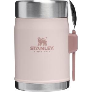 imageStanley Classic Food Jar and Spork 14 oz  Vacuum Insulated Thermos Food Container  Wide Mouth Screw On Lid  Packable for Travel  Stainless Steel with Leakproof Lid  BPAFree  Hammertone SilverRose Quartz