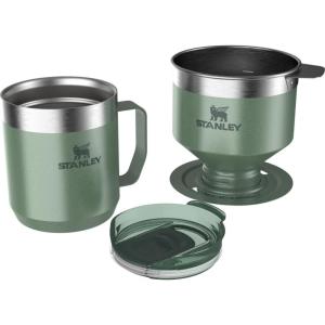 imageStanley Perfect Brew Pour Over Set  12 oz Camp Mug with Lid Included  Drip Coffee Maker with Reusable Filter  Insulated Stainless Steel  BPAFree  Matte BlackGreen Hammertone
