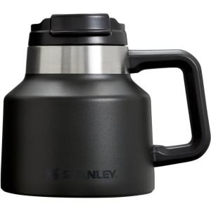 imageStanley ToughToTip Admirals Mug 20 oz  Twiston Flip Open Lid  Wide Body with NonSkid Rubber Base  Insulated Stainless Steel Coffee Cup  BPAFree  Hammertone GreenBlack 20