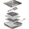 imageStanley Wildfare Pro 5Piece Stainless Steel Square Pan Cook Set  10 in Fry Pan with Fold ampamp Lock Handle  Cutting Board and Spatula  Camping Essentials for Your Camp Kitchen  BPAFree