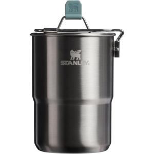 imageStanley Wildfare Go 4Piece Stainless Steel Two Cup Cook Set  32 oz Pot and Lid with Fold ampamp Lock Handle  2 Stacking Cups  Camping Essentials for Your Camp Kitchen  BPAFree  Shale  Charcoal