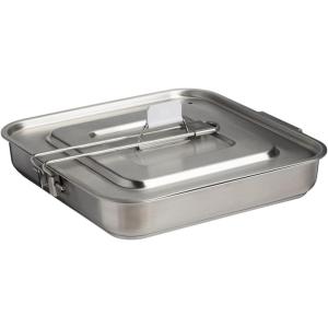 imageStanley Wildfare Pro 5Piece Stainless Steel Square Pan Cook Set  10 in Fry Pan with Fold ampamp Lock Handle  Cutting Board and Spatula  Camping Essentials for Your Camp Kitchen  BPAFree