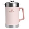 imageSTANLEY Classic StayHot French Press Coffee Maker 48 oz  5 Minute Brew 4 Hours Hot  Mesh Filter for Coffee Grounds  Insulated Stainless Steel French Press  BPAFree  Black 20Rose Quartz