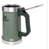 imageSTANLEY Classic Bottle Opener Beer Stein 24 oz  Flip Up Lid and Heavy Duty Handle with Built In Bottle Opener  Insulated Stainless Steel Beer Mug  BPAFreeHammertone Green