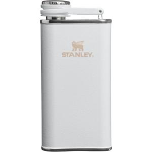 image:imageStanley Classic Easy Fill Wide Mouth Flask 8 oz  Leakproof Hip Flask  Hinge Connected Never Lose Cap  Insulated Stainless Steel Liquor Container  BPAFree  Hammertone FrostHammertone Frost