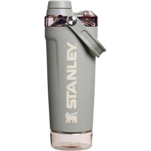 image:imageSTANLEY Vitalize Shaker Bottle 20 oz  Leakproof Insulated Stainless Steel Shaker Cup  Base Storage and Twist On Fast Flow Lid  Protein Shakes and Pre Workout Powder  BPAFree  Chili BlackSage Grey