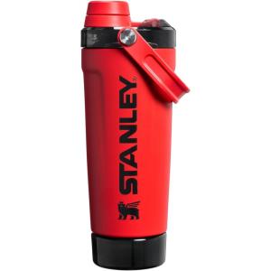 image:imageSTANLEY Vitalize Shaker Bottle 20 oz  Leakproof Insulated Stainless Steel Shaker Cup  Base Storage and Twist On Fast Flow Lid  Protein Shakes and Pre Workout Powder  BPAFree  Chili BlackChili Black