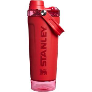 image:imageSTANLEY Vitalize Shaker Bottle 20 oz  Leakproof Insulated Stainless Steel Shaker Cup  Base Storage and Twist On Fast Flow Lid  Protein Shakes and Pre Workout Powder  BPAFree  Chili BlackChili Red