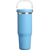 image:imageSTANLEY IceFlow 20 Flip Straw Tumbler with Handle 20 oz  Twist On Lid and Flip Up Straw  Leak Resistant Water Bottle  Insulated Stainless Steel  BPAFree  Stainless Steel AshTeam Light Blue White