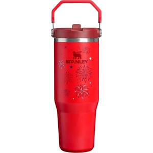 image:imageSTANLEY IceFlow 20 Flip Straw Tumbler with Handle 20 oz  Twist On Lid and Flip Up Straw  Leak Resistant Water Bottle  Insulated Stainless Steel  BPAFree  Stainless Steel AshChili Red Fireworks